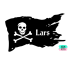 Sticker piratenvlag met naam